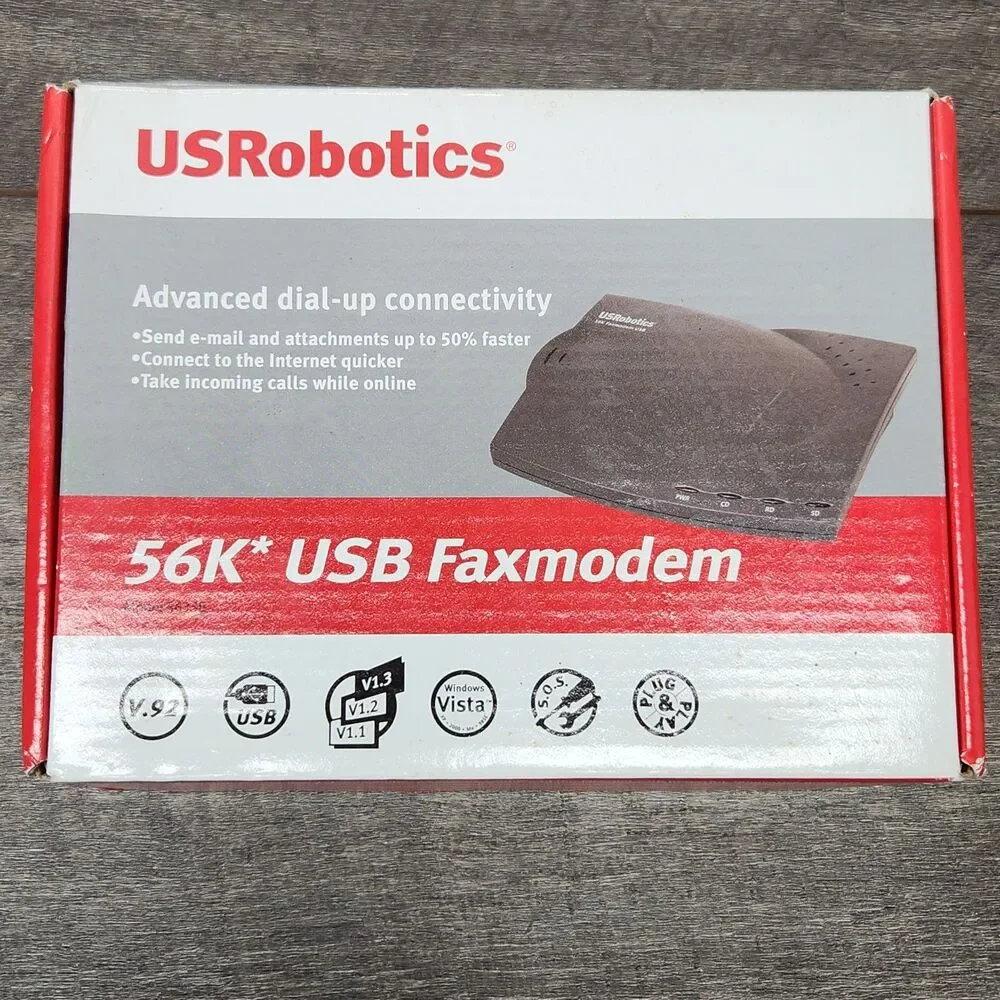 USRobotics 56K Model 5633B External USB Faxmodem Dial-Up Windows Vista XP 2000 - Picture 1 of 5
